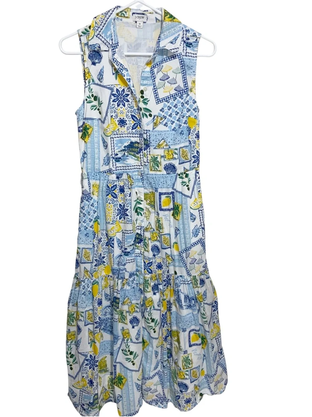 J. Crew Dress Womens Size 0 La Dolce Vita Lemons Coastal Preppy Midi Resortwear